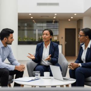 Professional coaching conversation for managing presentation anxiety